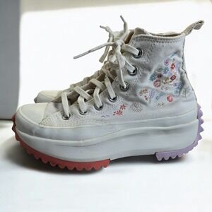 Converse Run Star High Top Sneakers Hike Platform Embroidered Floral Woman 4.5